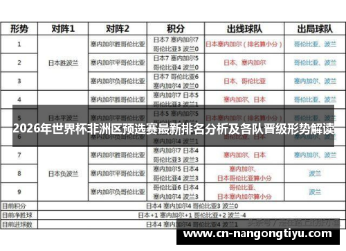 2026年世界杯非洲区预选赛最新排名分析及各队晋级形势解读